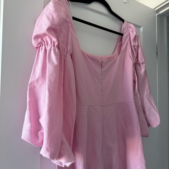 Pale powder pink puff sleeve linen romper - size 6 (Medium) NWT - Picture 4 of 5